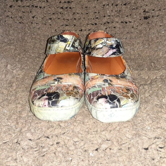 EJECT-Portugal-Funky Imprinted Leather Mary Janes-Multicolor-Sz 36-Excellent - Picture 3 of 7